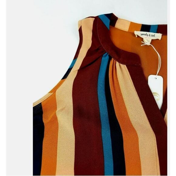 NWT Womens Charming Charlie Sandy & Sid Multi-Colored Stripe Sleeveless Top - M - Picture 1 of 3